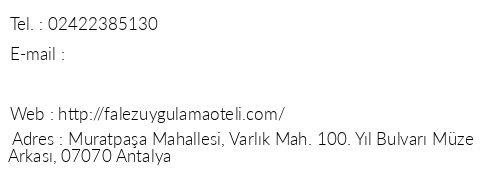 Antalya Falez Uygulama Oteli telefon numaralar, faks, e-mail, posta adresi ve iletiim bilgileri
